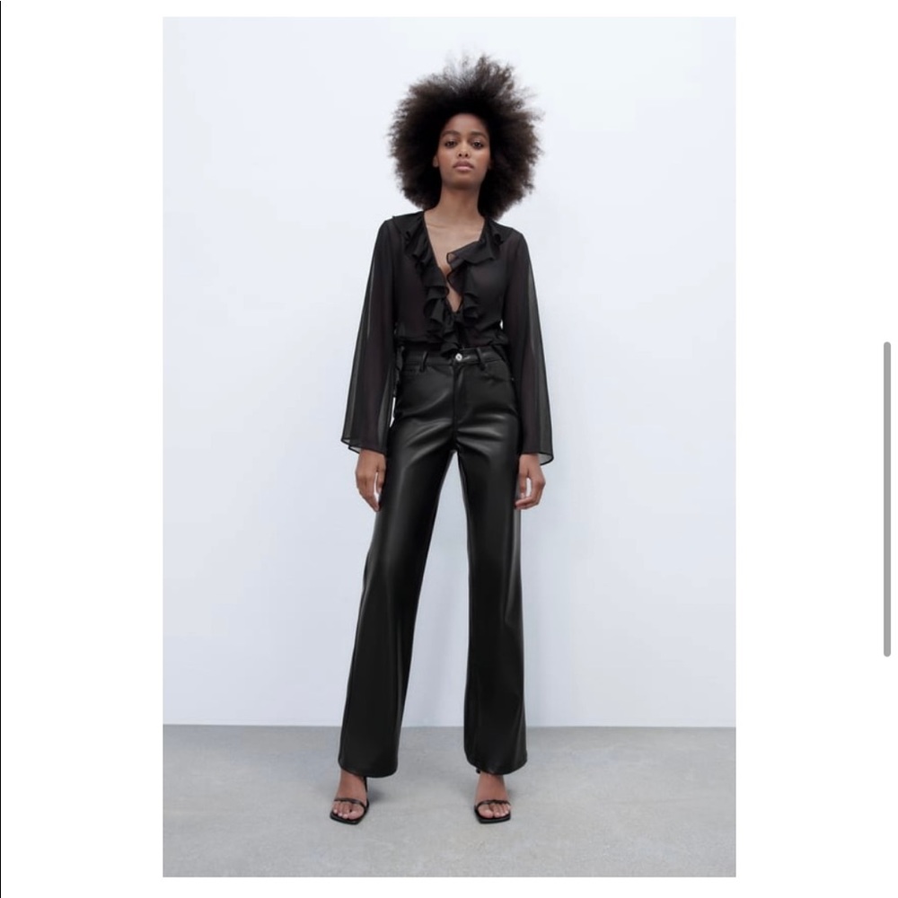 Black Faux Leather Pants - Zara - Size 6 - Picture 1 of 3